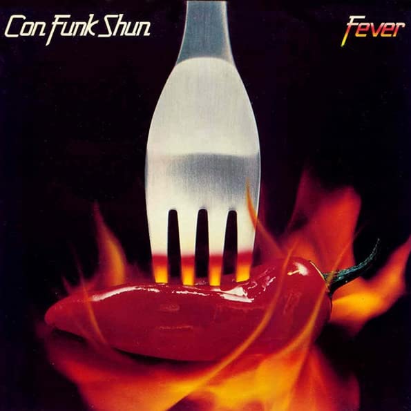 CD cover for Con Funk Shun’s “Fever” featuring a fork and chili pepper.