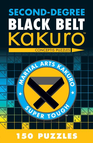 Kakuro puzzle book cover with black belts and grid background.