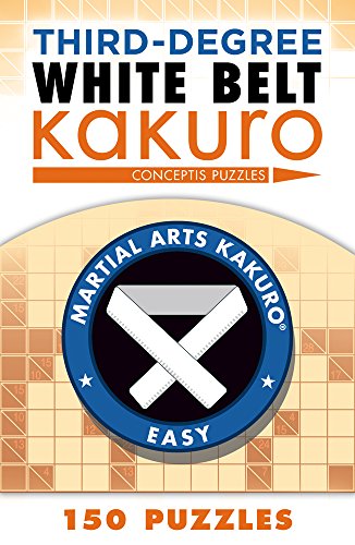 Kakuro puzzle book cover with a white belt and numbers, 150 puzzles.