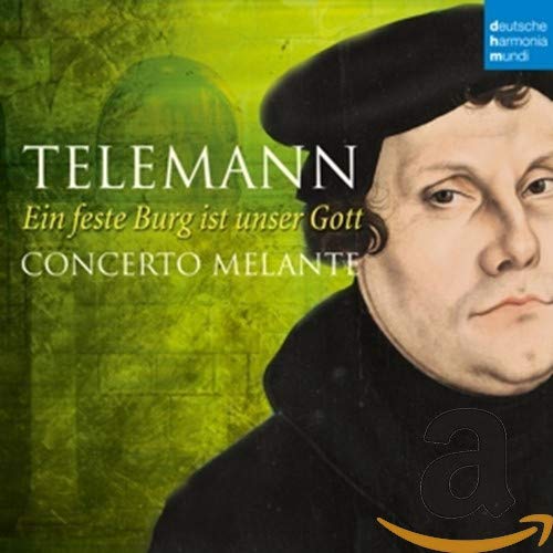 CD cover featuring portrait of Martin Luther with green and gold background.