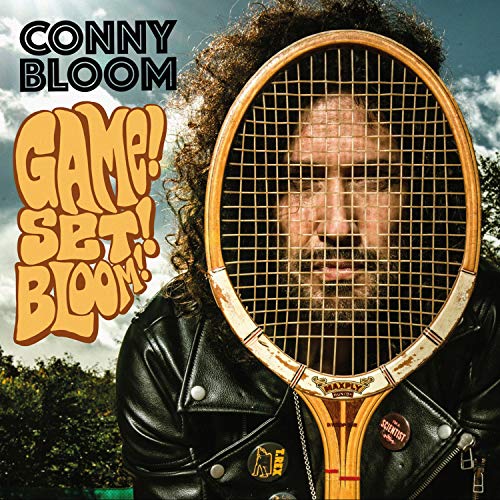 CD cover: Conny Bloom with a tennis racket obscuring his face.