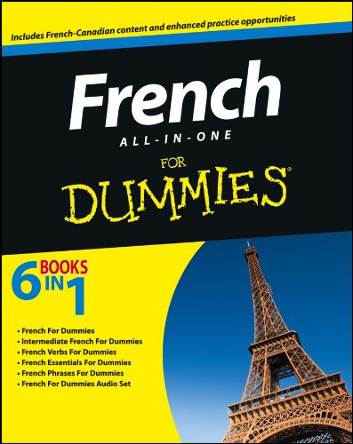 French All-in-One For Dummies book cover featuring the Eiffel Tower against a blue sky.