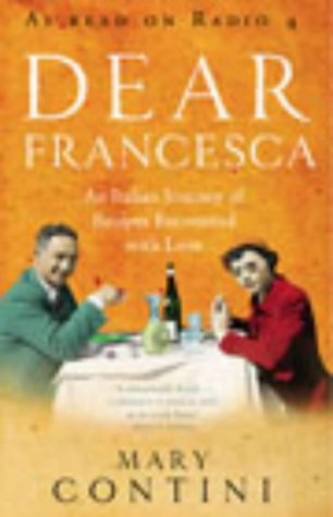 Book cover: “Dear Francesca” with a dining scene and author Mary Contini.