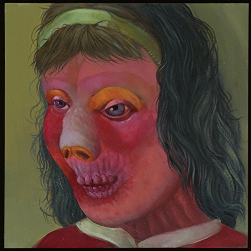 Painted portrait of a person with distorted facial features and pale lips.