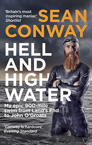 Book cover featuring Sean Conway, a swimmer, in a wetsuit at sea.