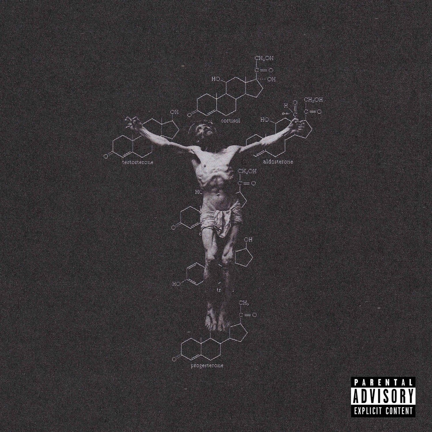 Album cover for Conway The Machine, featuring a silhouetted figure and chemical formulas.