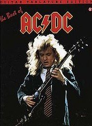 AC/DC guitar tablature book cover featuring a musician playing guitar.