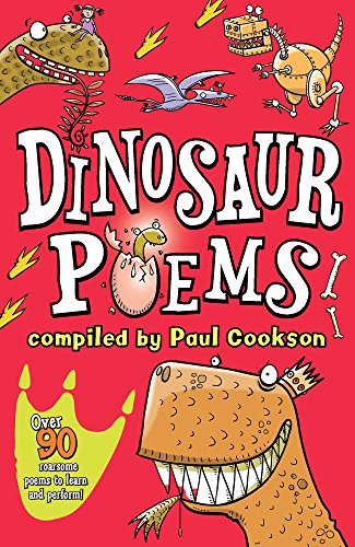Book cover with colorful cartoon dinosaurs and large title text.