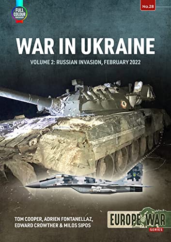 Book cover depicting a tank and fighter jet, “War in Ukraine” title.