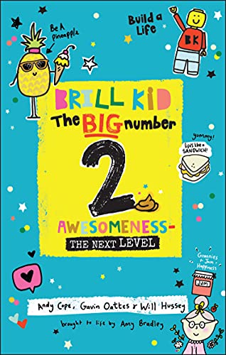Bright blue cover with colorful doodles and large yellow number two.