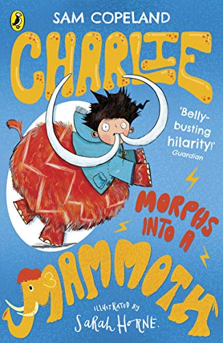Book cover: boy with mammoth features, red fur, and large tusks.