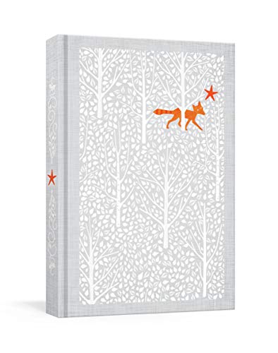 Gray journal with a white tree pattern and an orange fox and star.