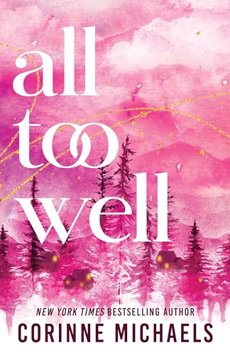 Book cover with pink watercolor, forest silhouette, and bold white title.