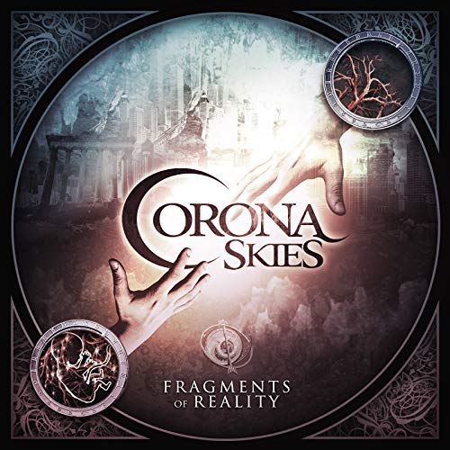 CD cover: hands reaching toward a crumbling cityscape under stormy skies.