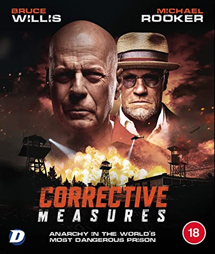 Blu-ray cover featuring Bruce Willis and Michael Rooker above a burning prison facility.