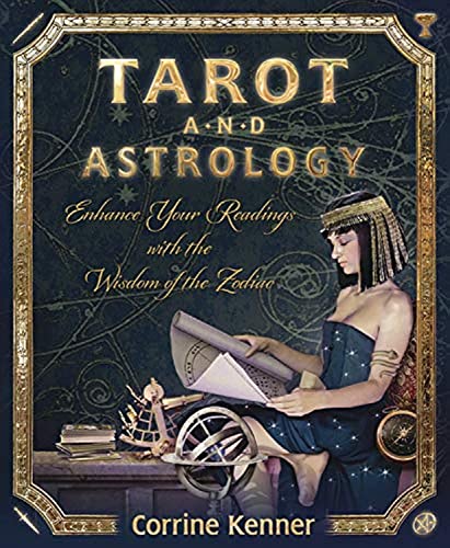 Book cover featuring a woman, tarot cards, and astrological instruments.