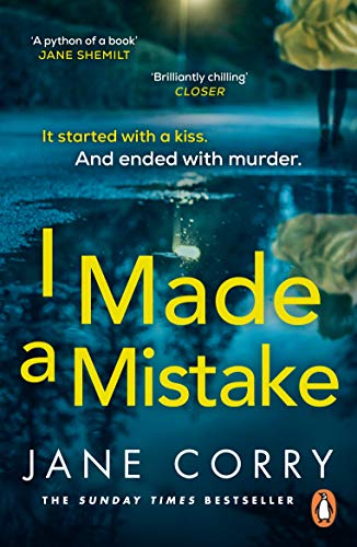 Book cover: “I Made a Mistake” by Jane Corry, with a reflective, rainy scene.