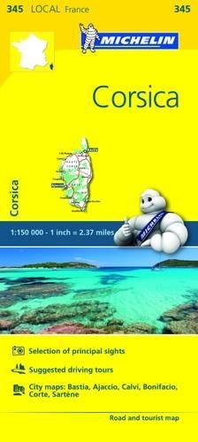 Michelin road map of Corsica featuring a yellow cover with a coastal landscape photo.