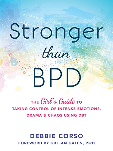 Book cover with watercolor background and bold blue title, “Stronger than BPD”.