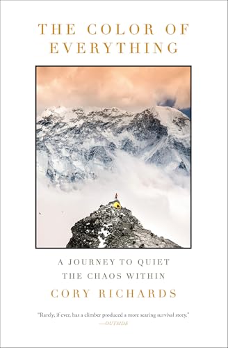 Book cover: snowy mountains with a tiny figure, title "The Color of Everything".