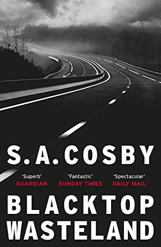 Book cover with dark colors, possibly a cityscape or desolate road at dusk.