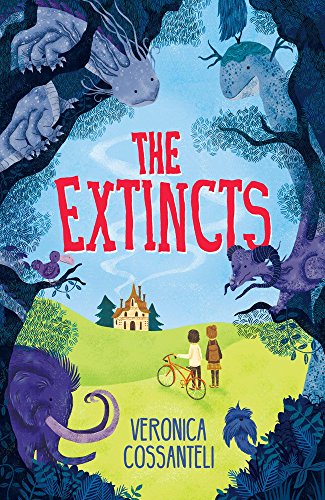 Book cover: dinosaurs and children in a landscape, titled "The Extincts".