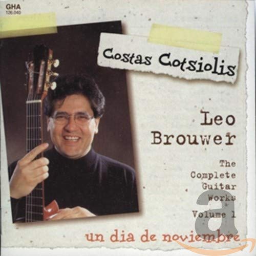 CD cover featuring guitarist Costas Cotsiolis and text by Leo Brouwer.