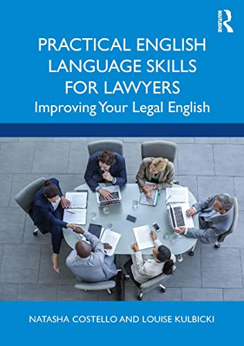 Book cover: "Practical English Language Skills for Lawyers" with people at a table.