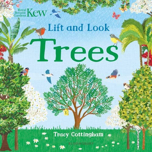 Children’s book cover with illustrated trees, birds, and flowers.