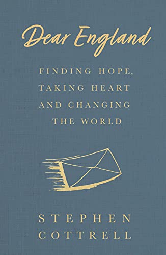Book cover: “Dear England” by Stephen Cottrell, with a flying letter image.
