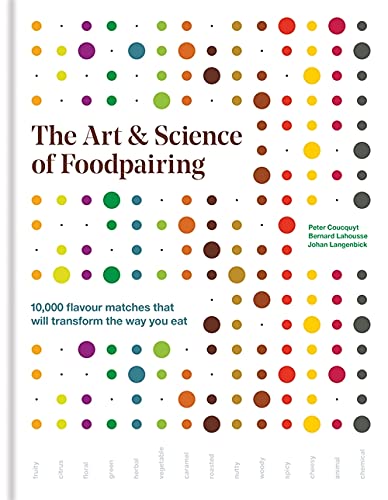 Book cover with colorful dots and title: "The Art & Science of Foodpairing.