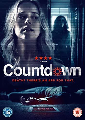 DVD cover art for Countdown featuring a woman's face and a dark shadowy figure.