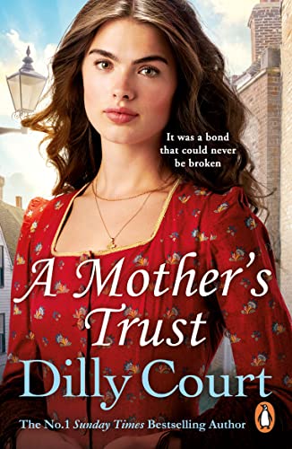 Book cover: "A Mother's Trust" featuring a woman in a red dress.
