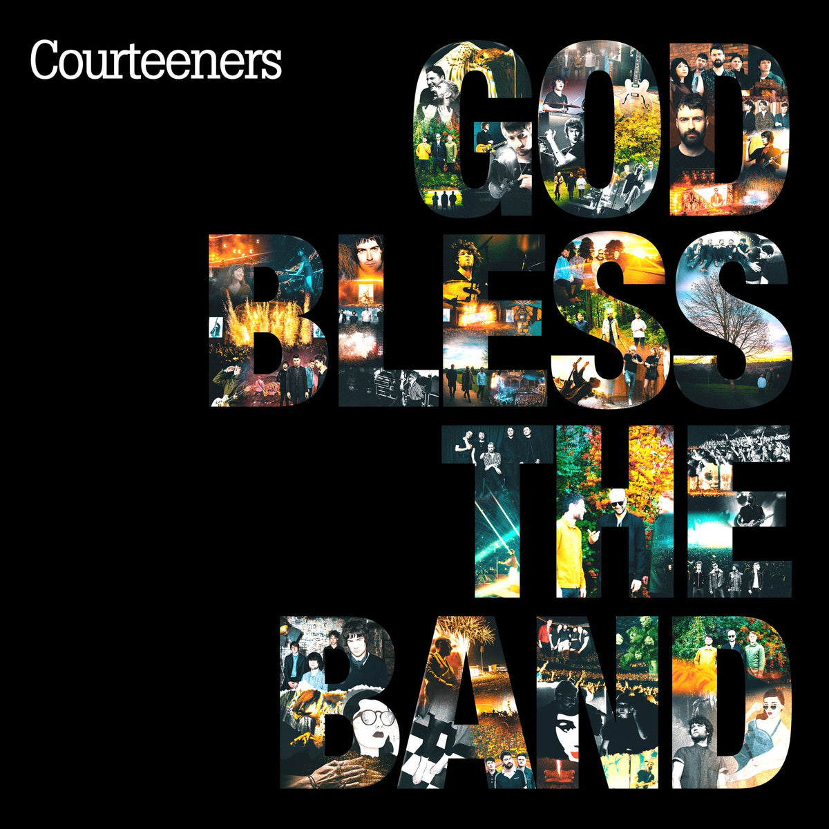 Courteeners album cover: “God Bless The Band” with collage imagery.