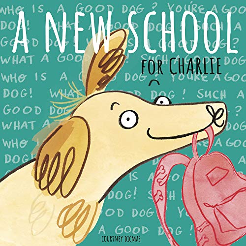 Book cover: illustrated dog with backpack on teal background.