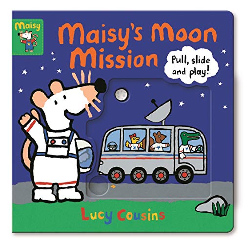 Maisy the mouse in a spacesuit with a rocket full of animals.