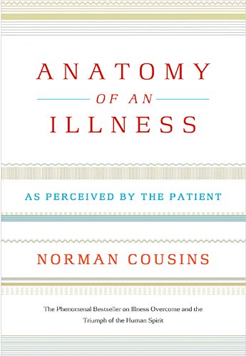 Book cover: "Anatomy of an Illness" by Norman Cousins, white with red and blue text.