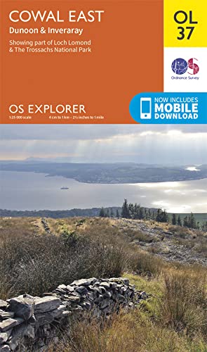 Ordnance Survey Explorer map OL37 of Cowal East, showing a landscape view of Scotland.