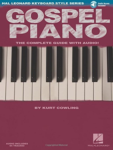 “Gospel Piano” book cover with piano keys and author Kurt Cowling.