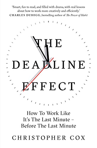 Book cover: "The Deadline Effect" with a clock face and red hands.