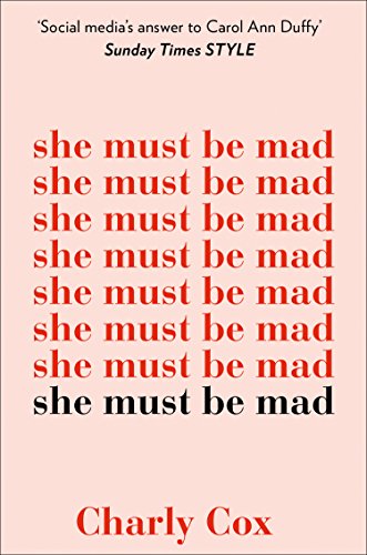 Book cover: “she must be mad” repeated in red text on a pink background.