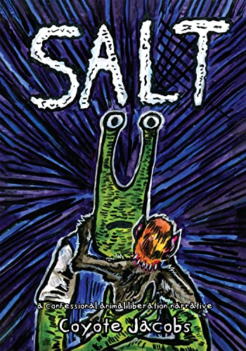 Book cover: "Salt" with illustration of a green frog and red bird.