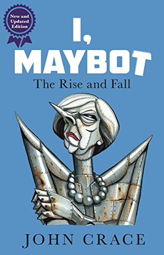 Book cover featuring a metallic robot caricature of Theresa May on a blue background.