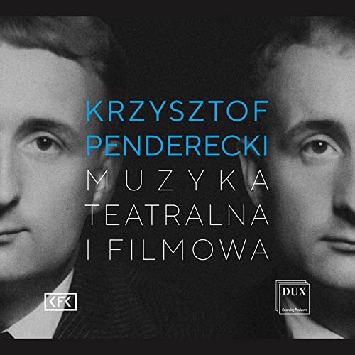 Black and white portrait of two men with text in Polish and English.