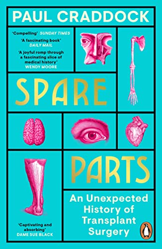 Book cover for "Spare Parts" depicting anatomical illustrations in teal boxes.