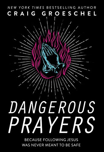 Book cover: praying hands with flames, black background, white text.