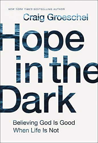Book cover with large, dark blue text: "Hope in the Dark.