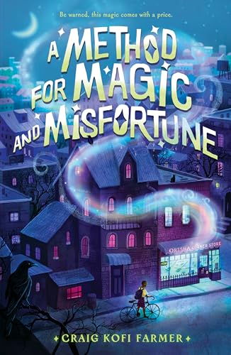 Book cover: town scene, girl on bike, glowing magical trail.