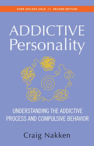 Book cover: "Addictive Personality" with tangled yellow string illustration.