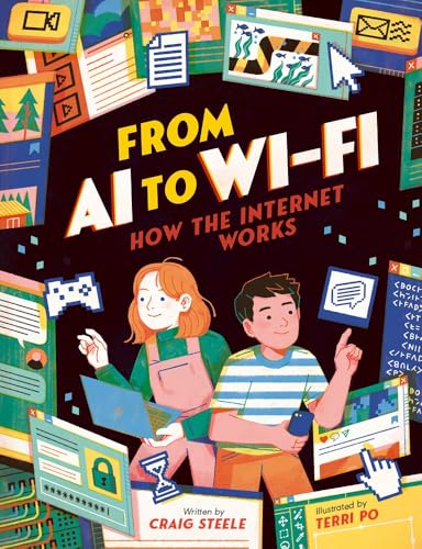 Book cover: “From AI to Wi-Fi,” featuring children with technology icons.